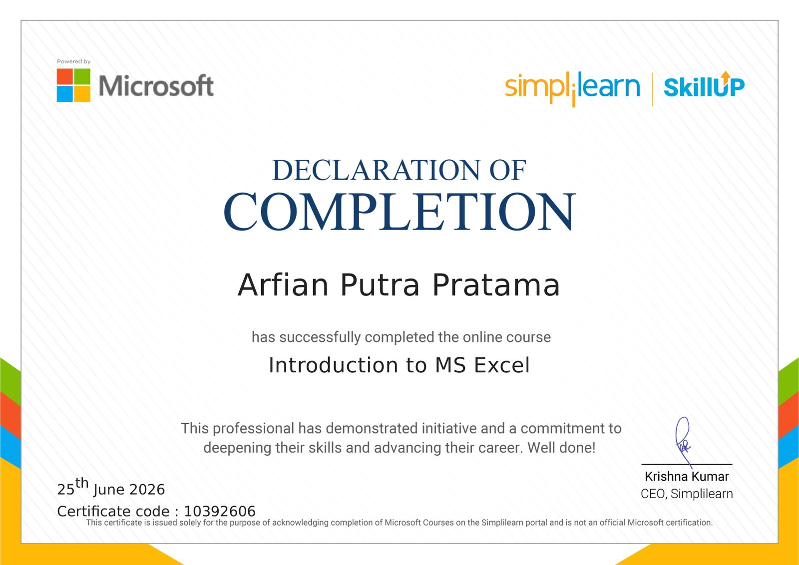 Introduction to MS Excel